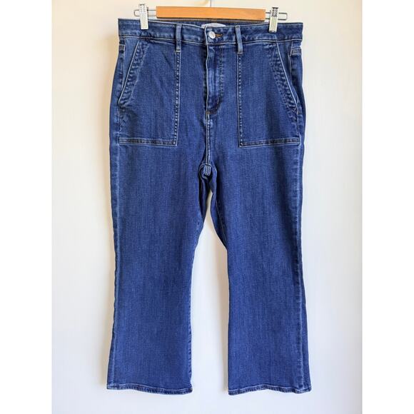LOFT Denim - Loft Curvy High Rise Kick Crop Jeans Size 32/14 Medium Wash Blue Flare Stretch